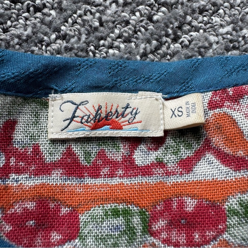 Faherty Bemini Smocked Waist Sz XS Flutter Mini Dress Boho Chic Kapu Beach Print - Picture 2 of 11